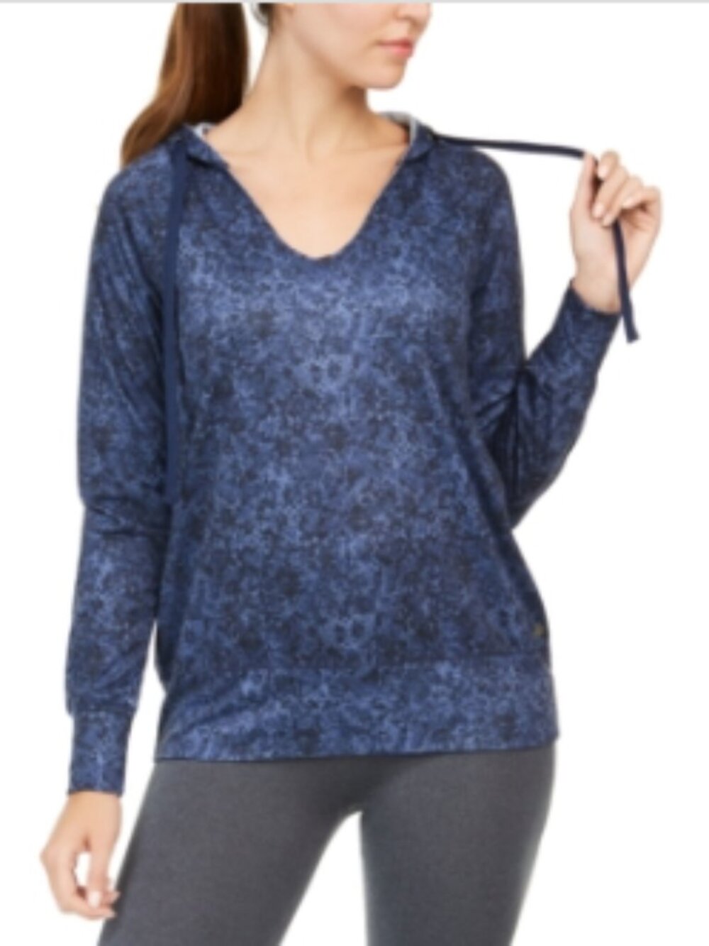 Ideology Women's Navy Snake Print V-neck Hoodie S